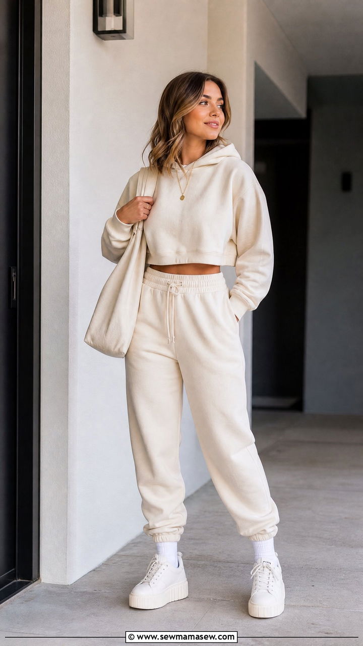 Cropped Hoodie And Joggers Outfit - 20 crop top and joggers outfit ideas