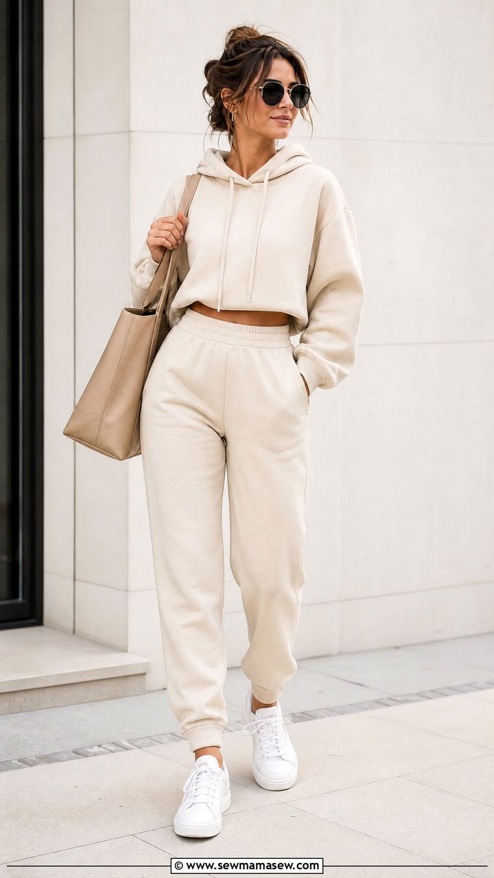 Cropped Hoodie And Sweatpants Outfit - 20 crop top and sweatpants outfit ideas