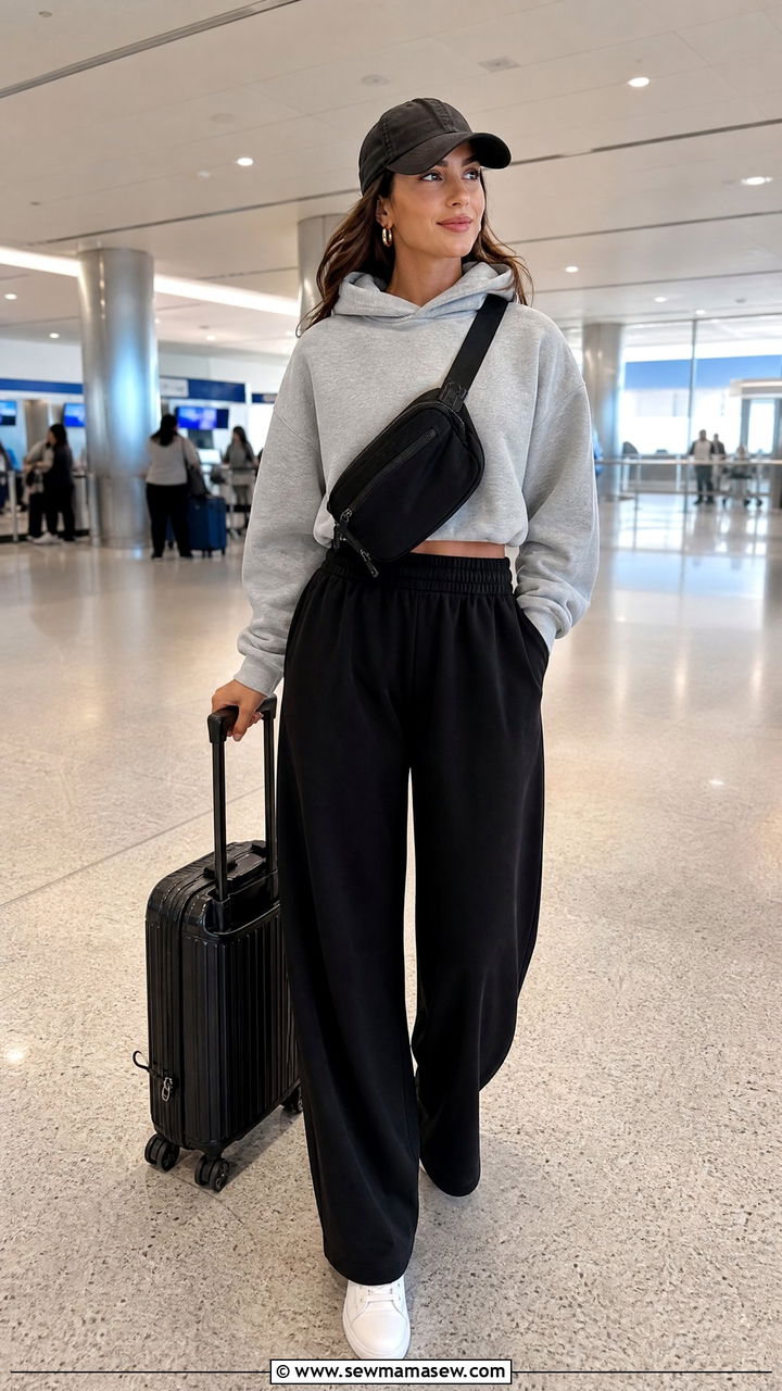 Cropped Hoodie And Wide Leg Pants Outfit - 20 crop top and wide leg pants outfit ideas