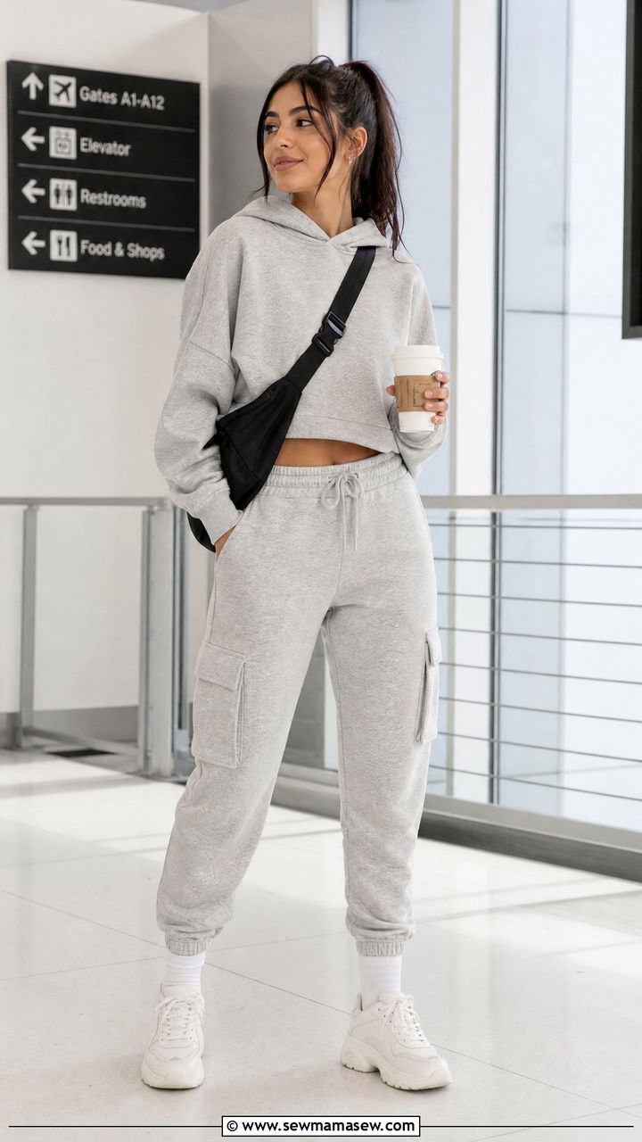 Cropped Hoodie With Cargo Joggers Outfit - 20 crop top with cargo joggers outfit ideas