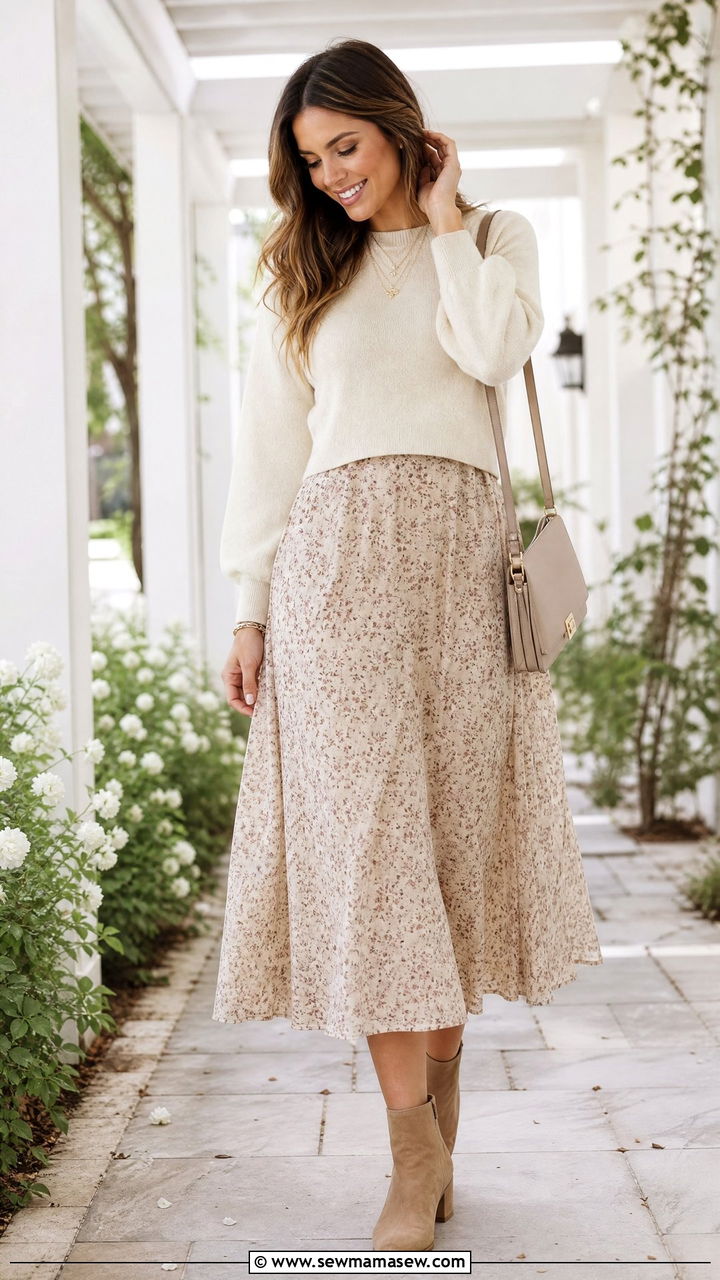 Cropped Sweater With Midi Dress - 20 cropped sweater outfit ideas