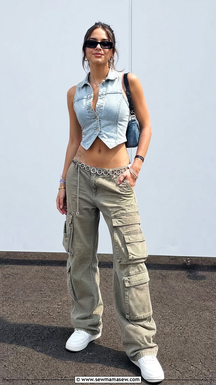 Denim Vest Festival Top Outfit - 20 festival top outfit ideas