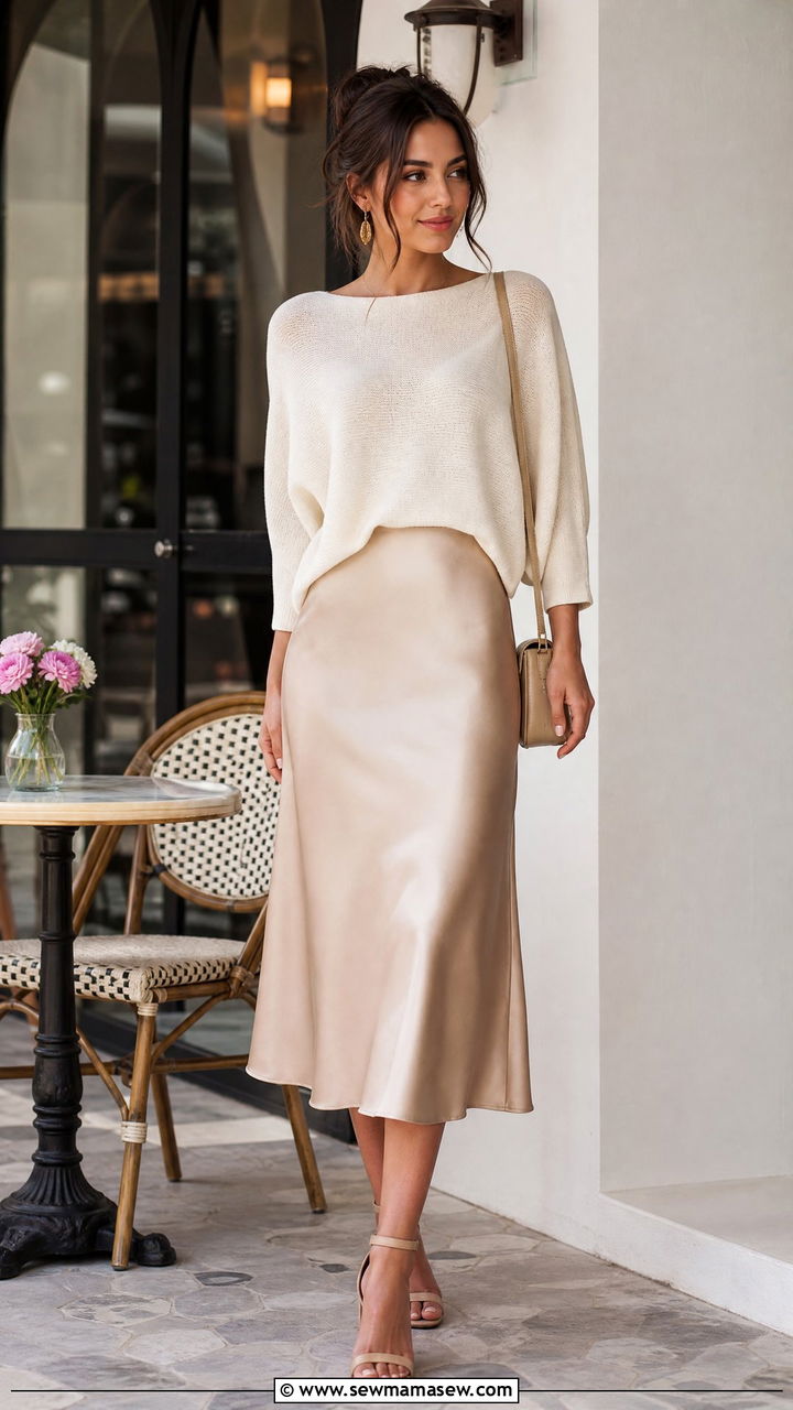 Dolman Sleeve Top With Midi Skirt - 20 dolman sleeve top outfit ideas