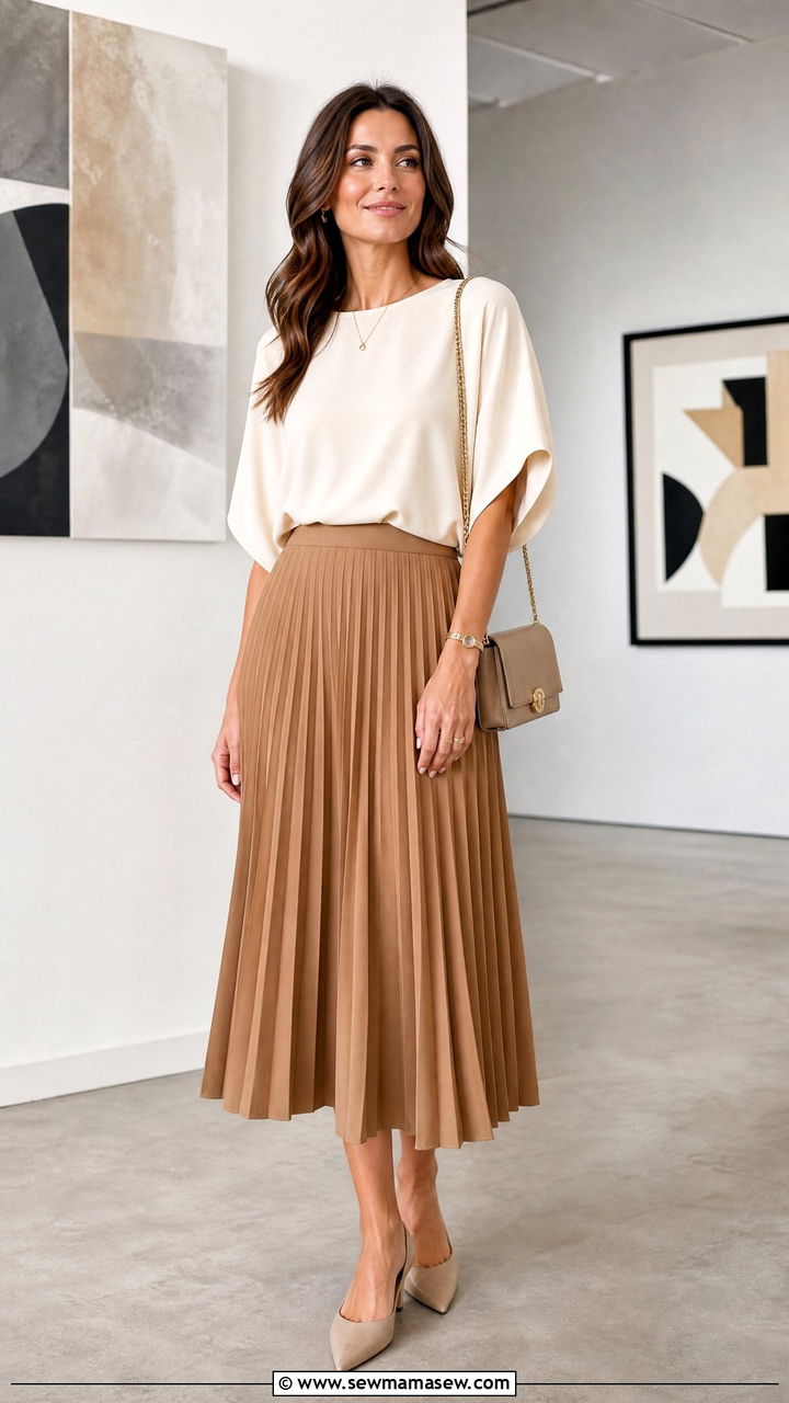 Dolman Sleeve Top With Pleated Skirt - 20 dolman sleeve top outfit ideas