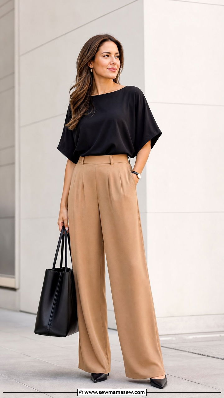 Dolman Sleeve Top With Wide Leg Trousers - 20 dolman sleeve top outfit ideas