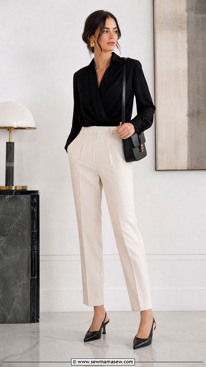Elegant Black Blouse Outfit - 20 elegant top outfit ideas