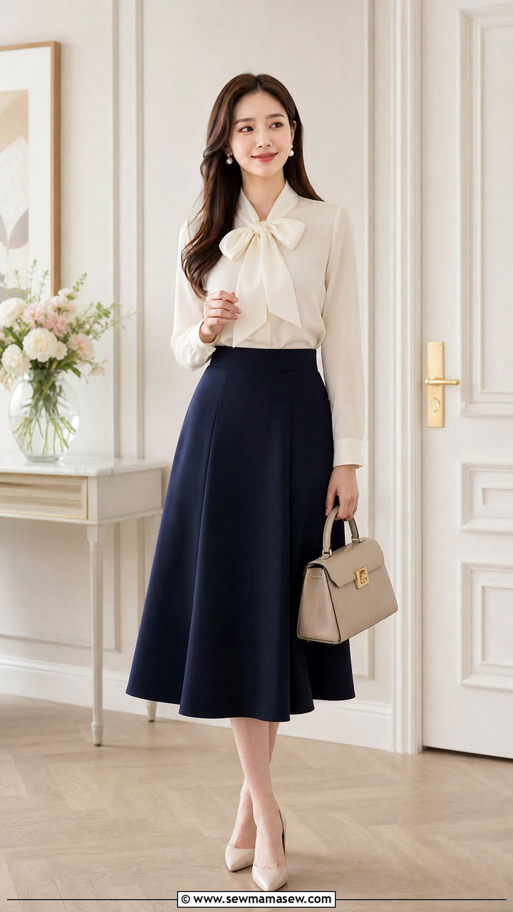 Elegant Bow Blouse Outfit - 20 elegant top outfit ideas
