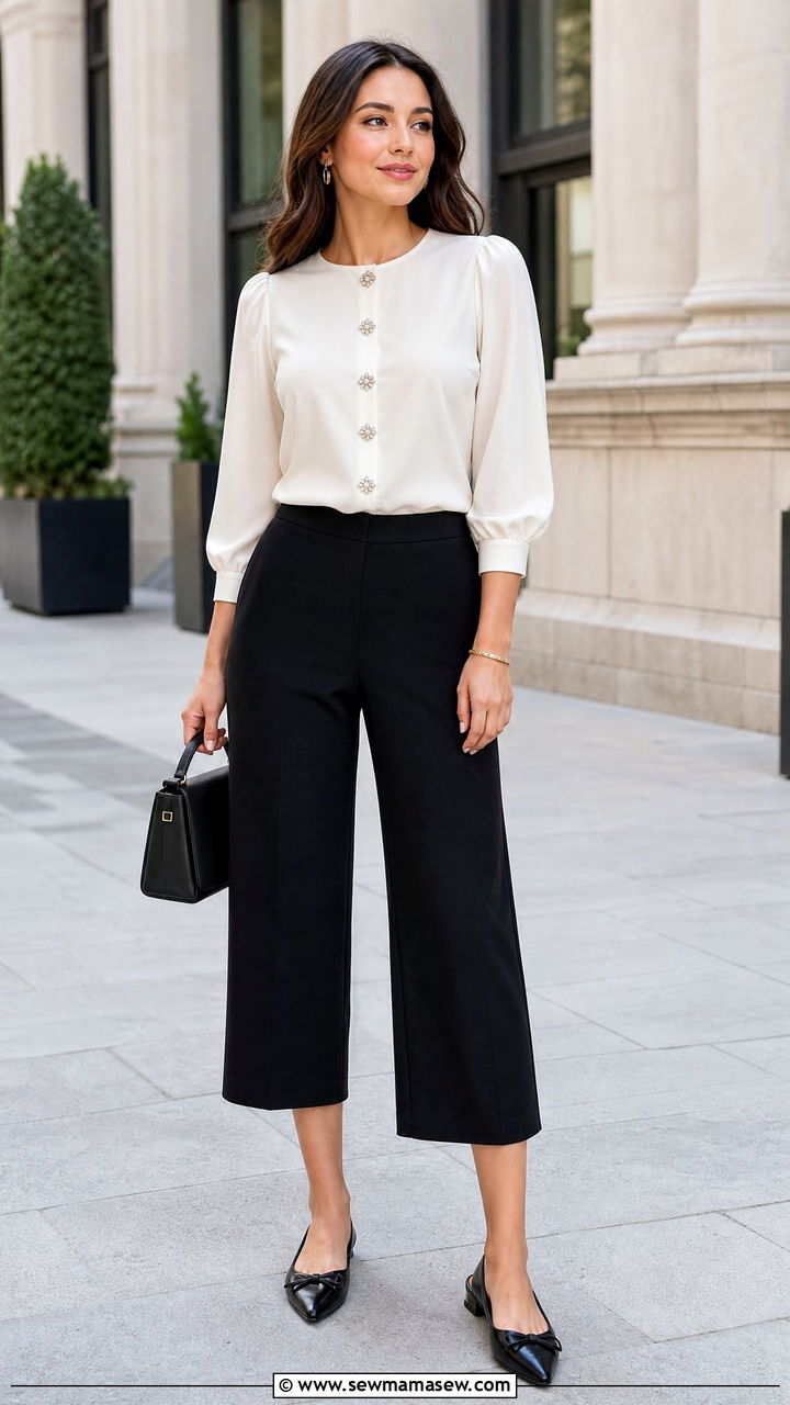 Embellished Top With Cropped Pants - 20 embellished top outfit ideas