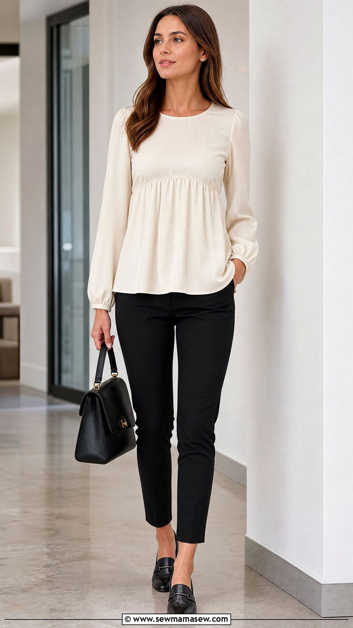 Empire Waist Top With Black Pants - 20 empire waist top outfit ideas