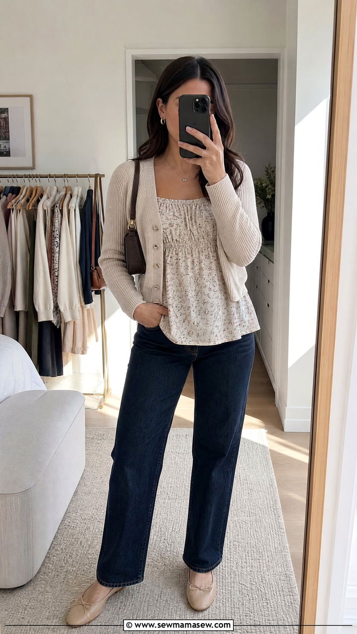 Empire Waist Top With Cardigan - 20 empire waist top outfit ideas