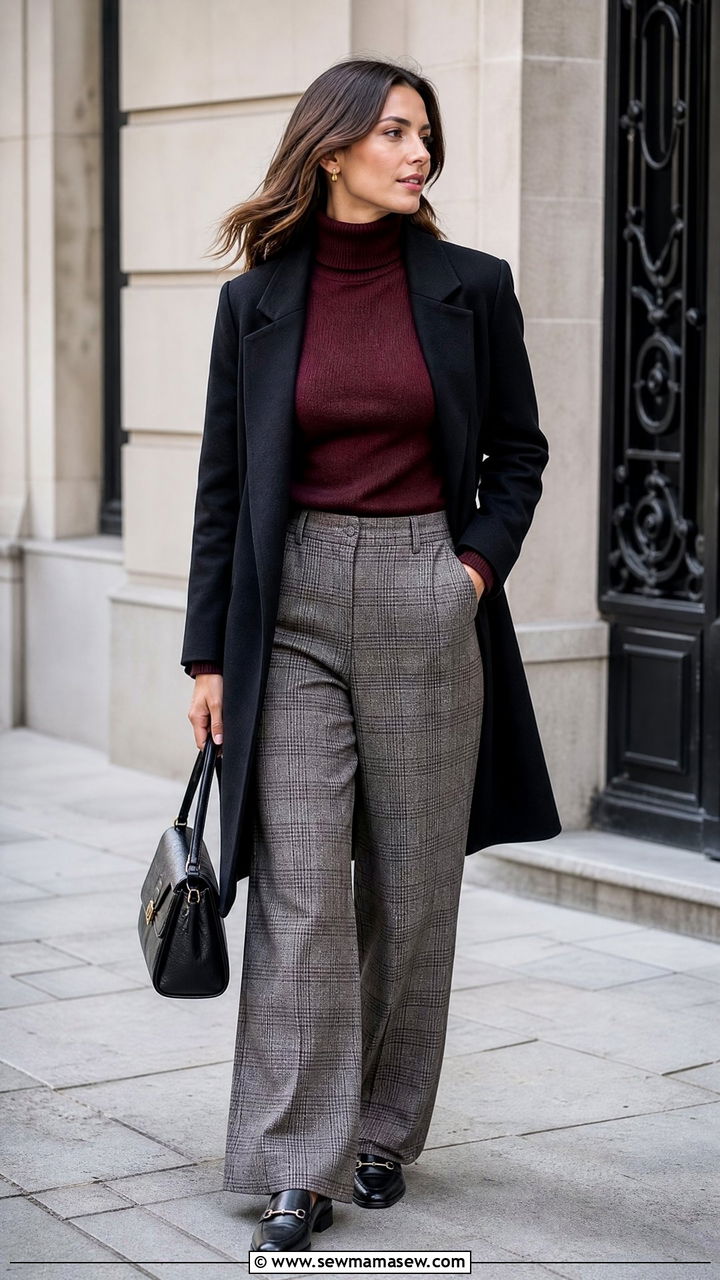 Fall Sweater With Plaid Pants - 20 fall sweater outfit ideas