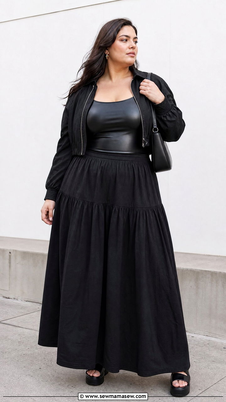 Faux Leather Corset Top With Maxi Skirt - 20 plus size faux leather corset top outfit ideas