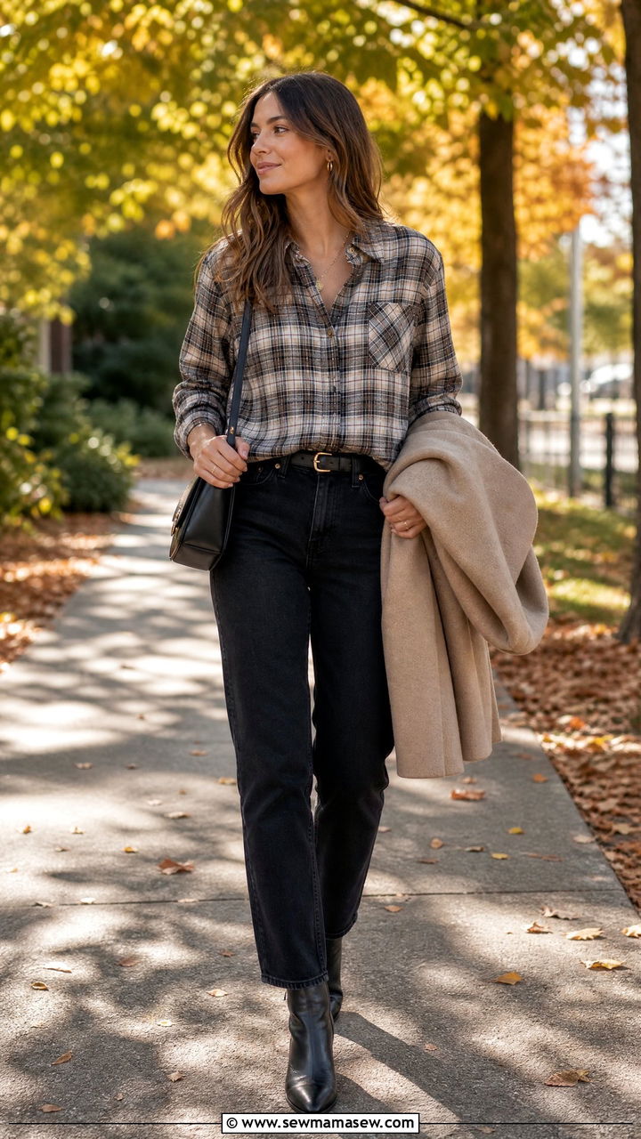 Flannel Button Up Shirt With Black Jeans - 20 button up shirt outfit ideas