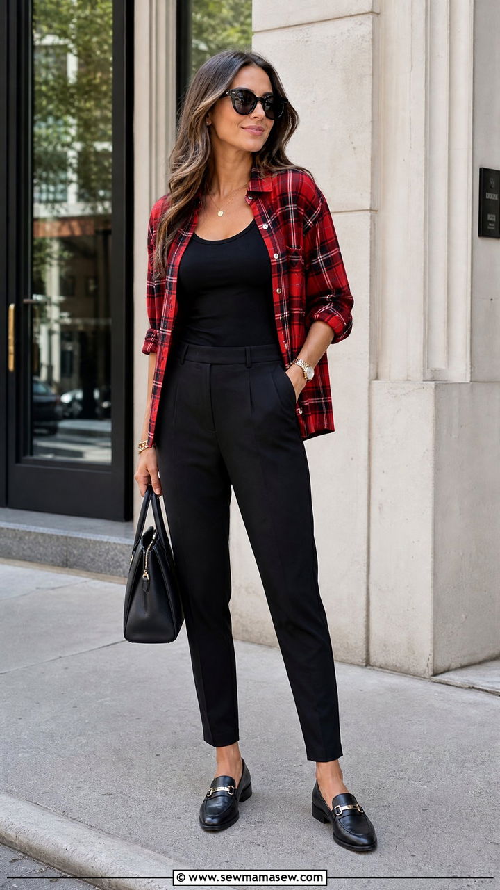 Flannel Shirt With A Matching Base Outfit - 20 flannel shirt outfit ideas