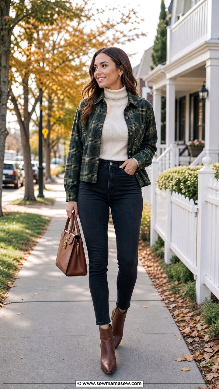 Flannel Shirt With A Turtleneck - 20 flannel shirt outfit ideas