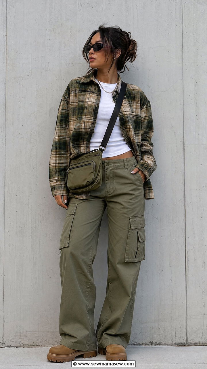 Flannel Shirt With Cargo Pants - 20 flannel shirt outfit ideas