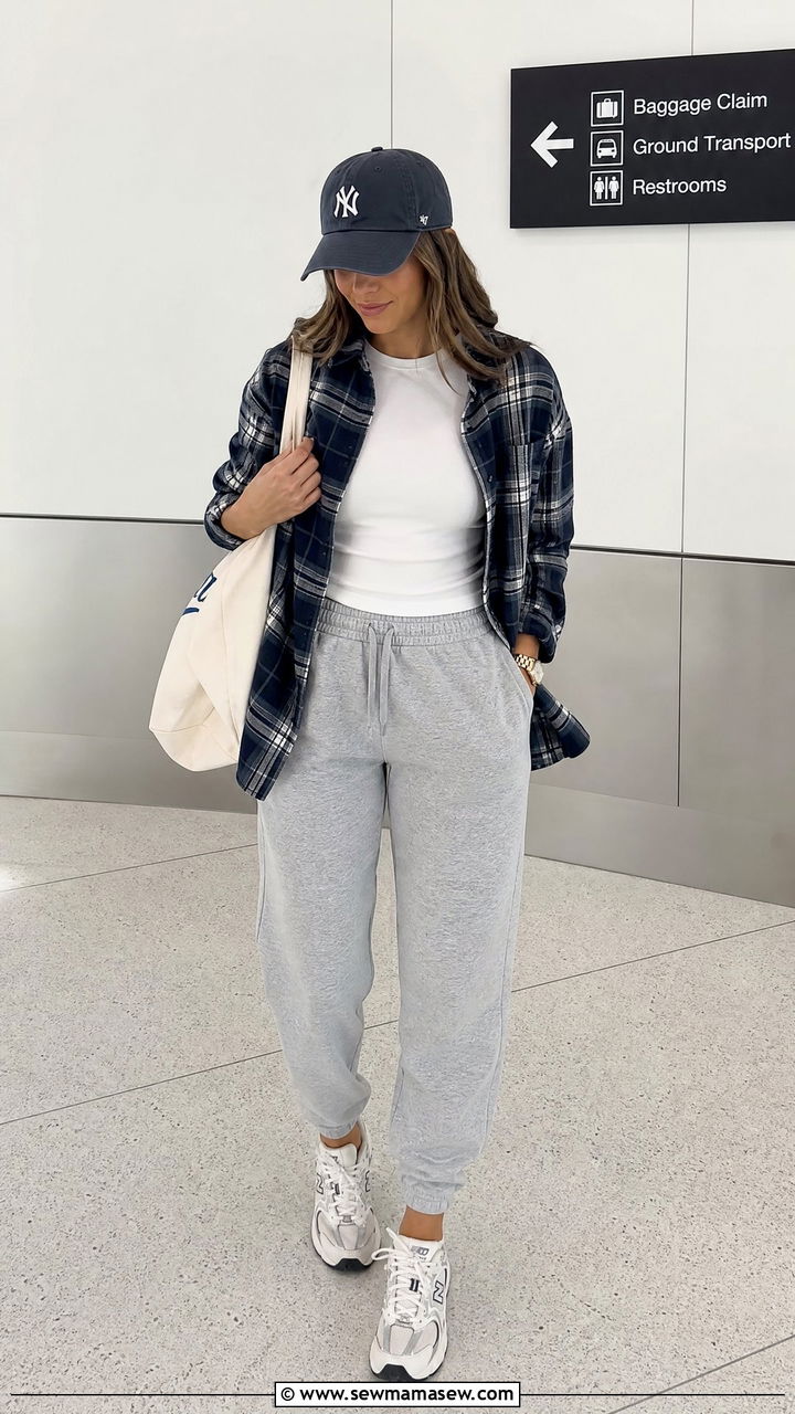 Flannel Shirt With Joggers - 20 flannel shirt outfit ideas
