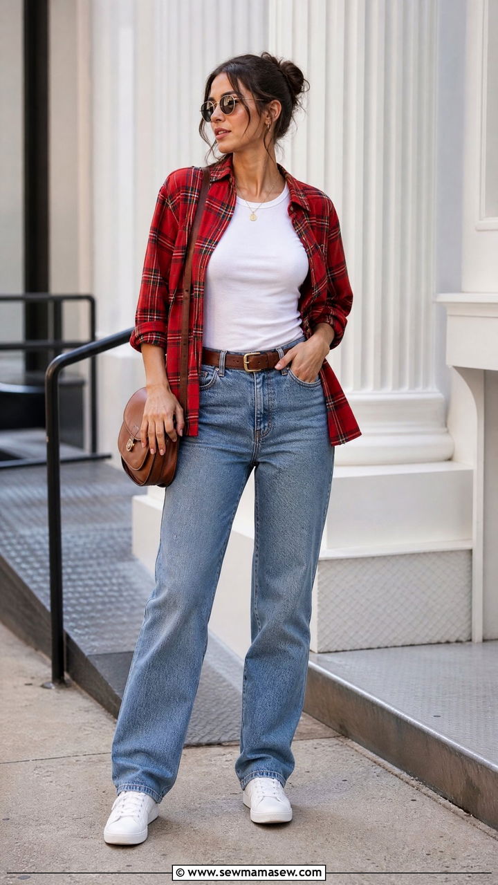 Flannel Shirt With Straight Leg Jeans - 20 flannel shirt outfit ideas