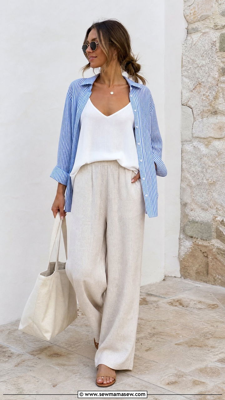Flowy Tank Top With A Button Down Shirt - 20 flowy tank top outfit ideas