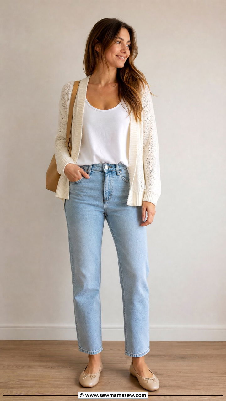 Flowy Tank Top With A Lightweight Cardigan - 20 flowy tank top outfit ideas