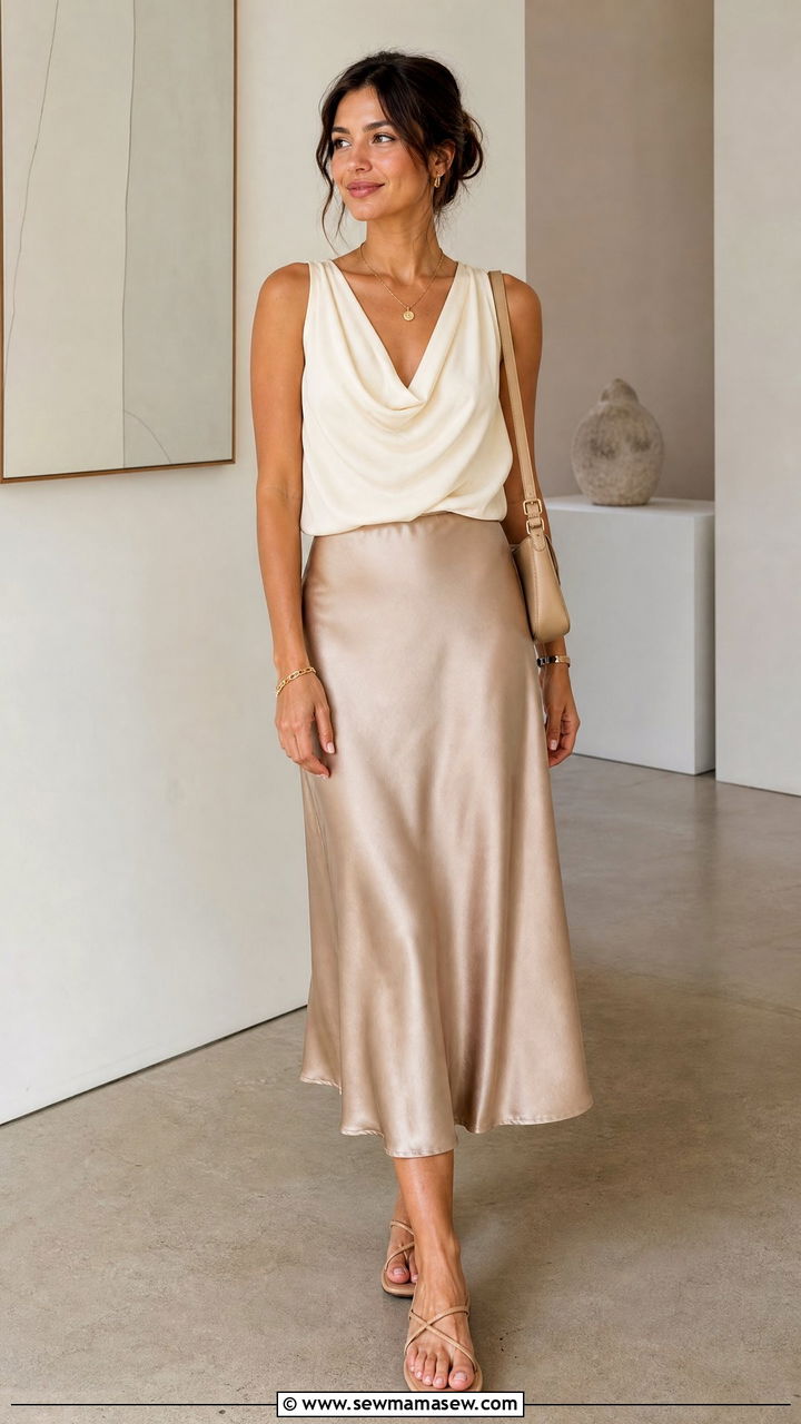 Flowy Tank Top With Midi Skirt - 20 flowy tank top outfit ideas
