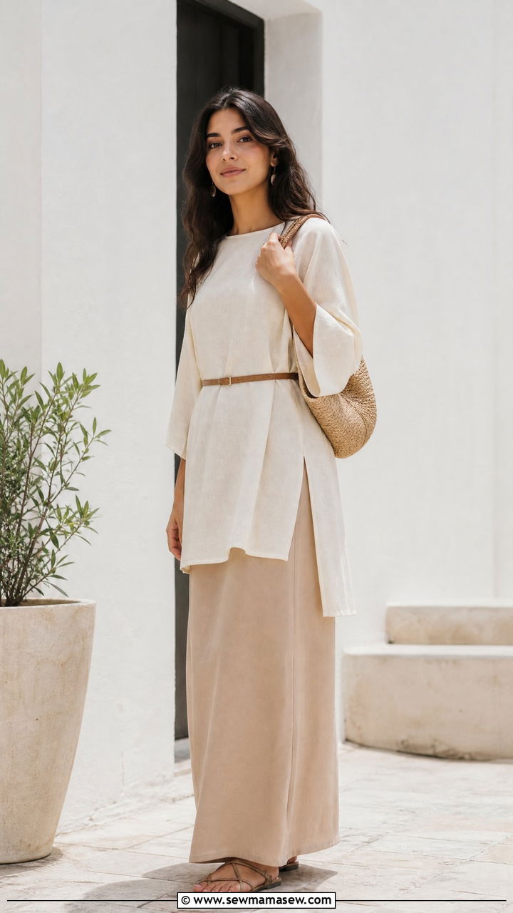 Flowy Tunic Top With A Maxi Skirt - 20 flowy tunic top outfit ideas