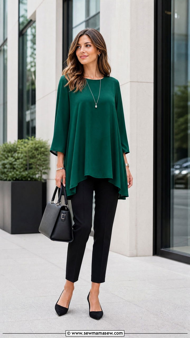 Flowy Tunic Top With Black Pants - 20 flowy tunic top outfit ideas
