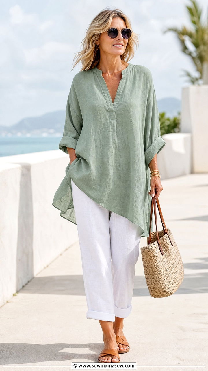 Flowy Tunic Top With Sandals - 20 flowy tunic top outfit ideas