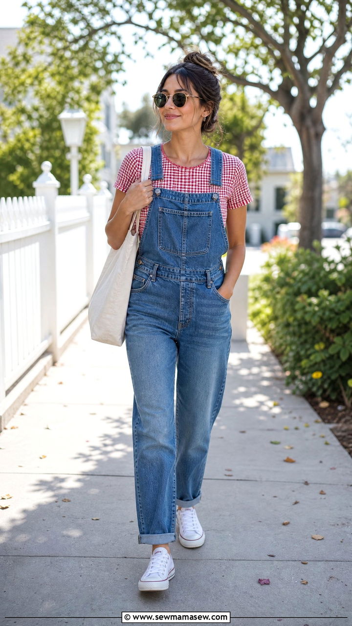 Gingham Top With Overalls Outfit - 20 gingham top outfit ideas