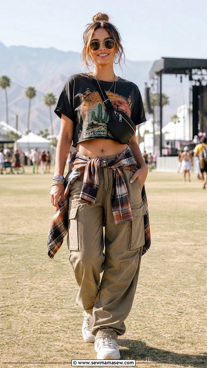 Graphic Tee Crop Top Outfit - 20 crop top outfits for a music festival