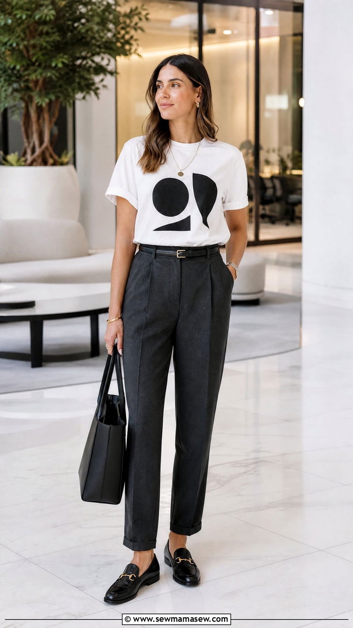 Graphic Tee With Suit Pants - 20 graphic tee outfit ideas