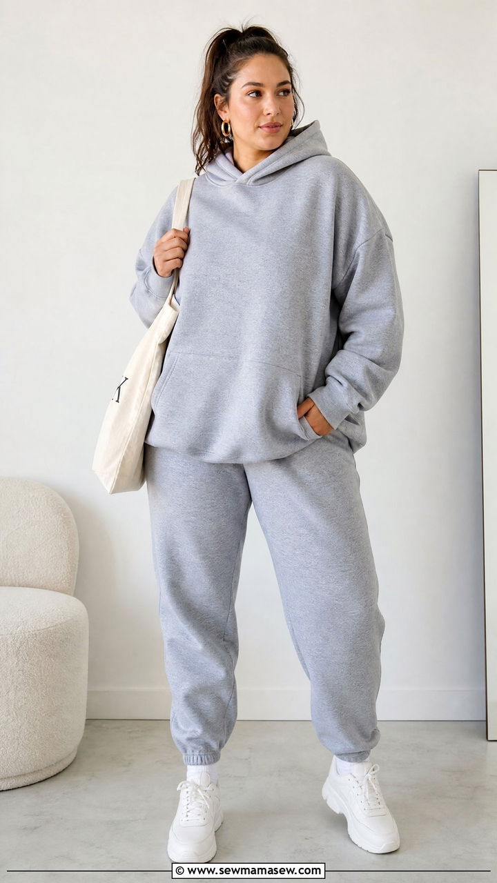 Gray Joggers With Oversized Hoodie Outfit - 20 plus size joggers outfit ideas