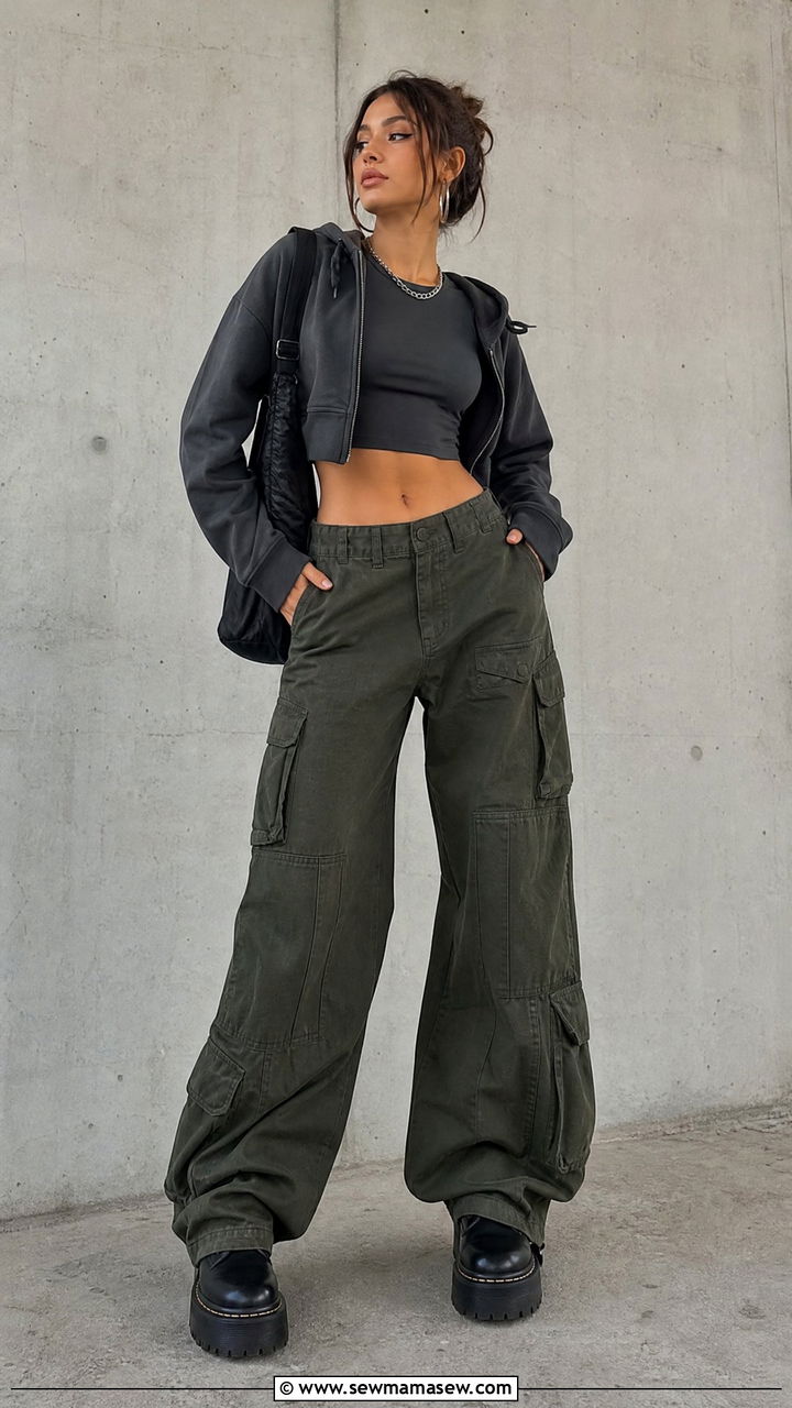 Grunge Crop Top With Cargo Pants - 20 grunge crop top outfit ideas