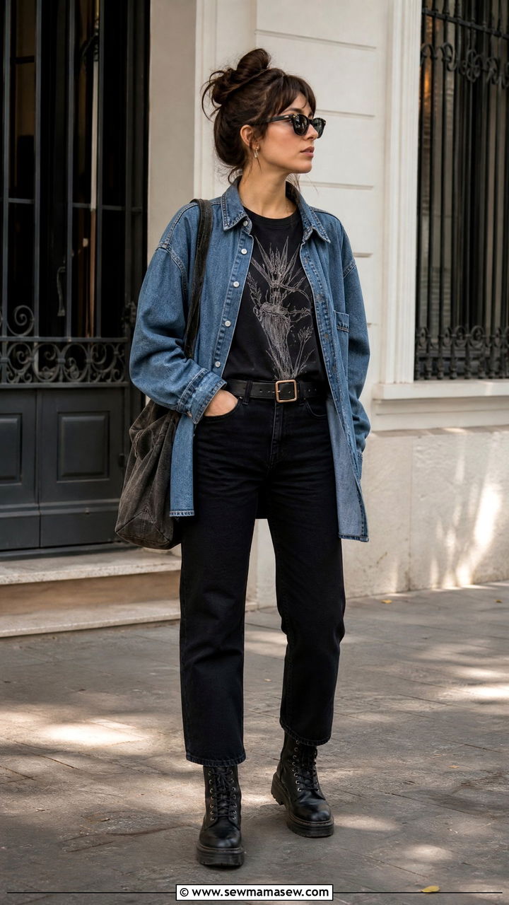 Grunge Denim Shirt Outfit - 20 grunge top outfit ideas