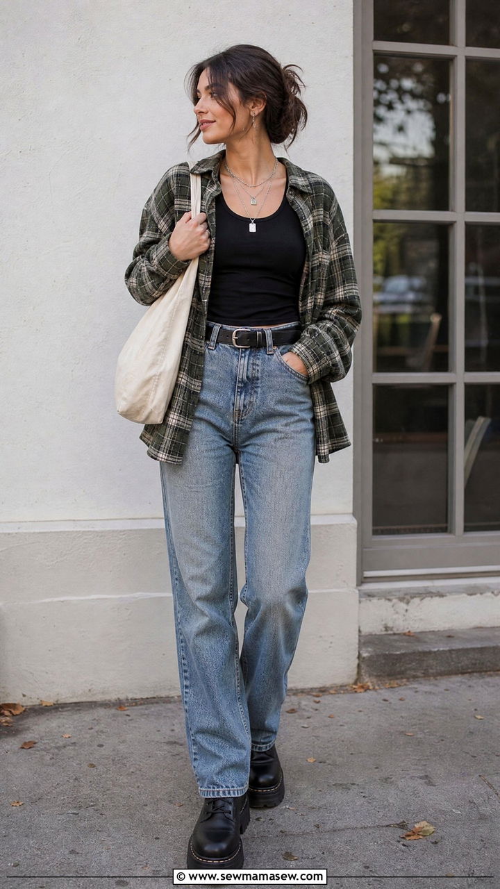 Grunge Flannel Over Tank Outfit - 20 grunge top outfit ideas