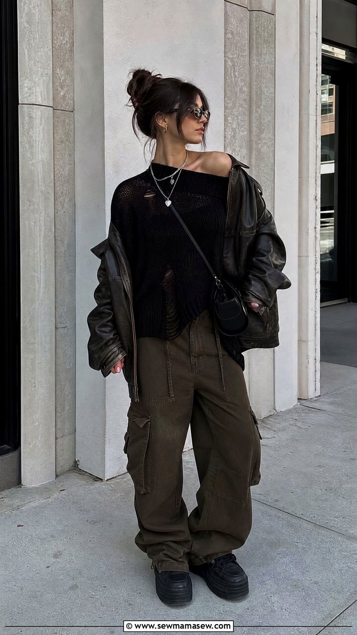 Grunge Off Shoulder Top Outfit - 20 grunge top outfit ideas