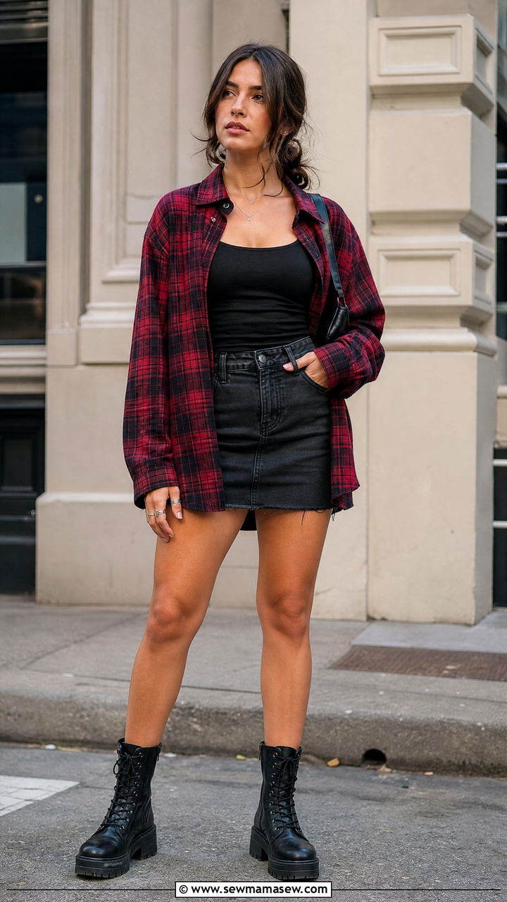 Grunge Plaid Shirt Outfit - 20 grunge top outfit ideas