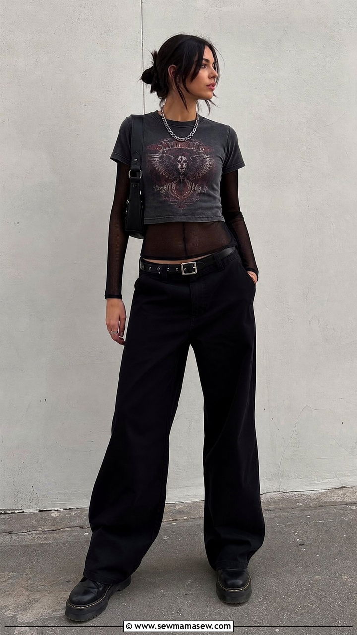 Grunge Two Layer Top Outfit - 20 grunge top outfit ideas