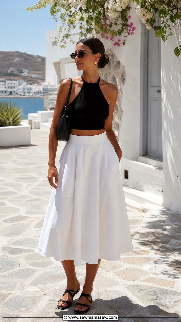 Halter Crop Top With A Line Skirt - 20 crop top with a-line skirt outfit ideas