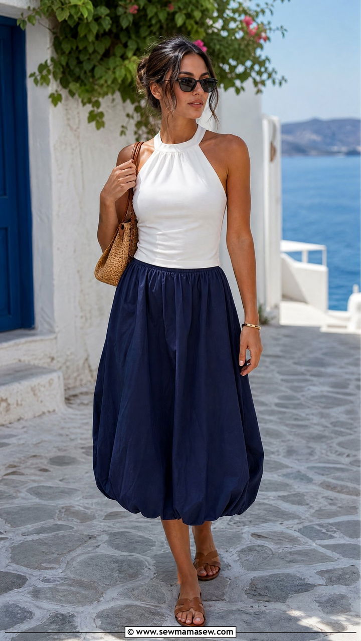 Halter Crop Top With Bubble Skirt Outfit - 20 crop top with bubble skirt outfit ideas