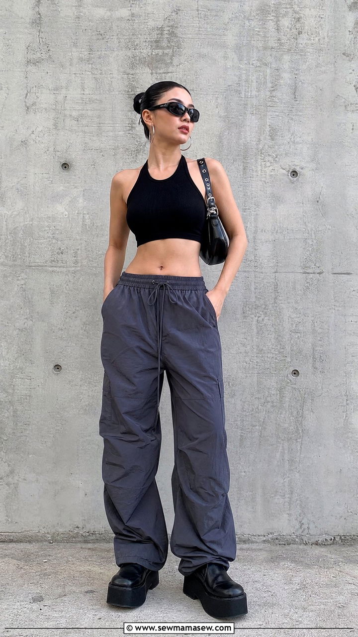 Halter Crop Top With Parachute Pants And Platform Boots - 20 crop top outfits with boots