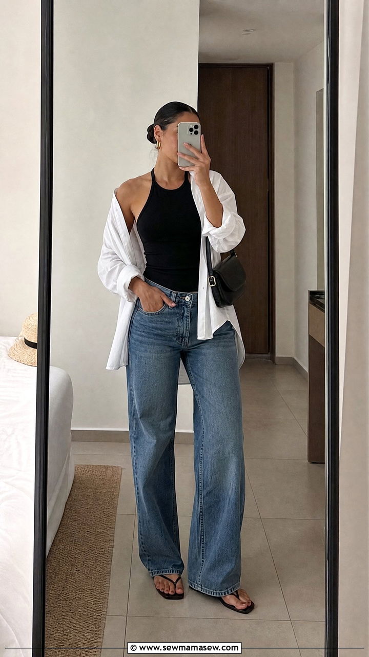 Halter Top With A Button Down Shirt - 20 halter neckline top outfit ideas