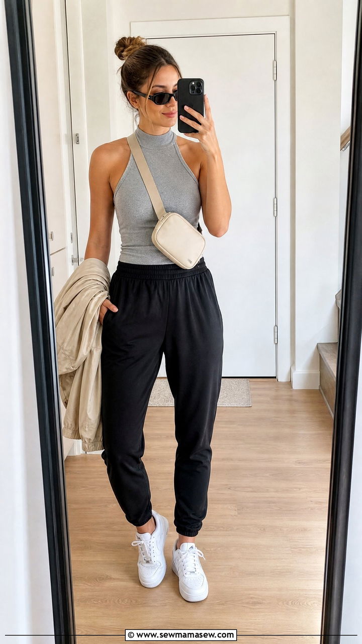 Halter Top With Joggers - 20 halter top outfit ideas