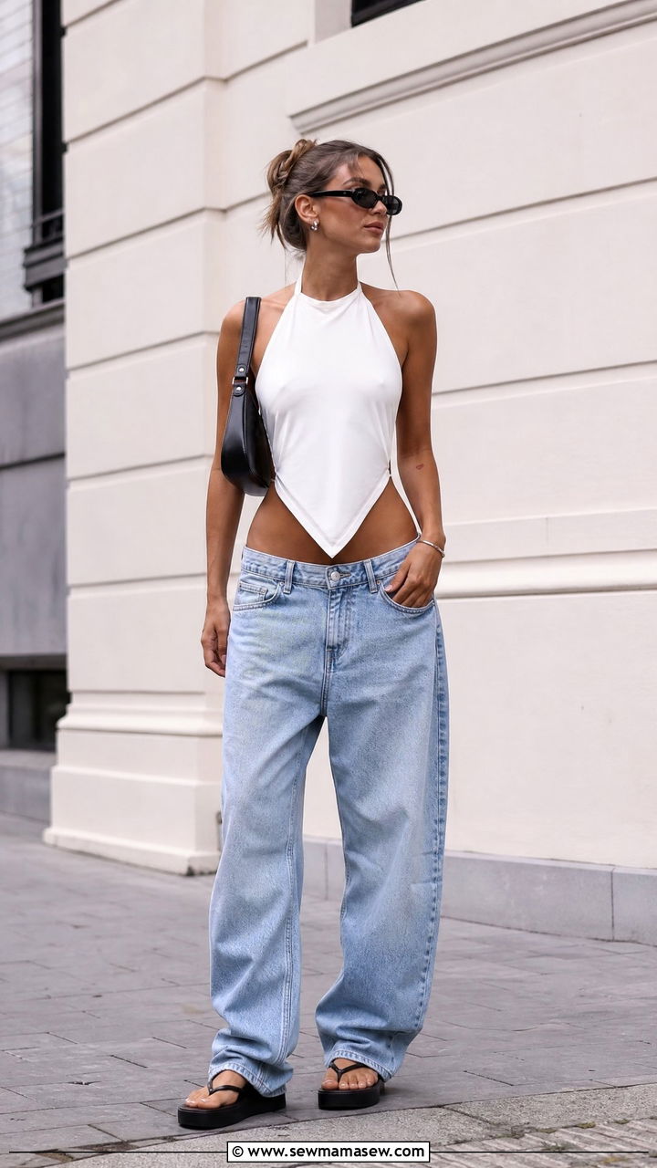 Halter Top With Low Rise Jeans - 20 halter top outfit ideas for summer