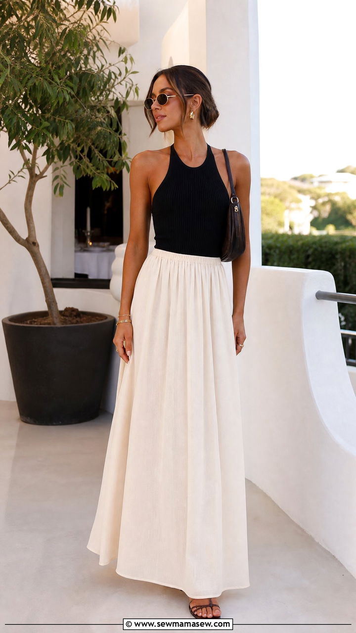 Halter Top With Maxi Skirt - 20 chic top outfit ideas