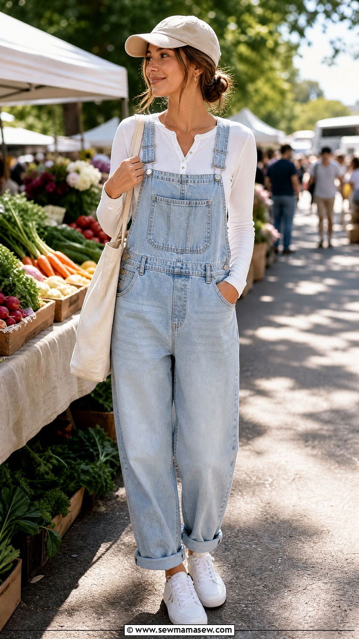Henley Top With Overalls - 20 henley top outfit ideas