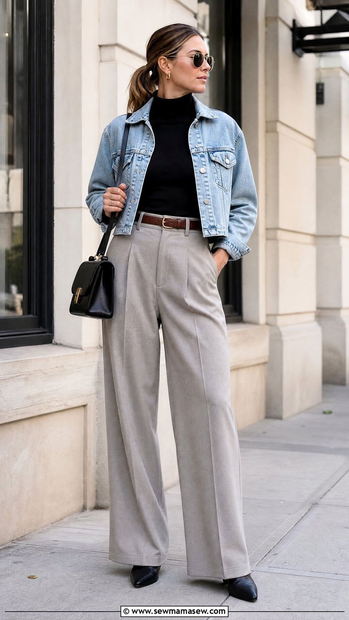High Neck Top With Cropped Jacket - 20 high neck top outfit ideas