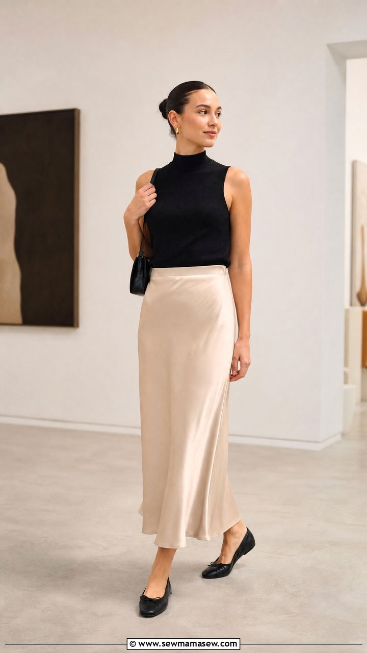 High Neck Top With Slip Skirt - 20 high neck top outfit ideas