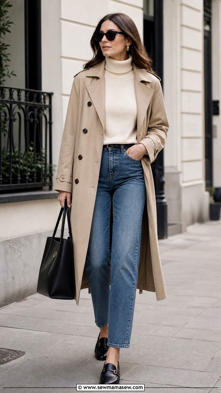 High Neck Top With Trench Coat - 20 high neck top outfit ideas