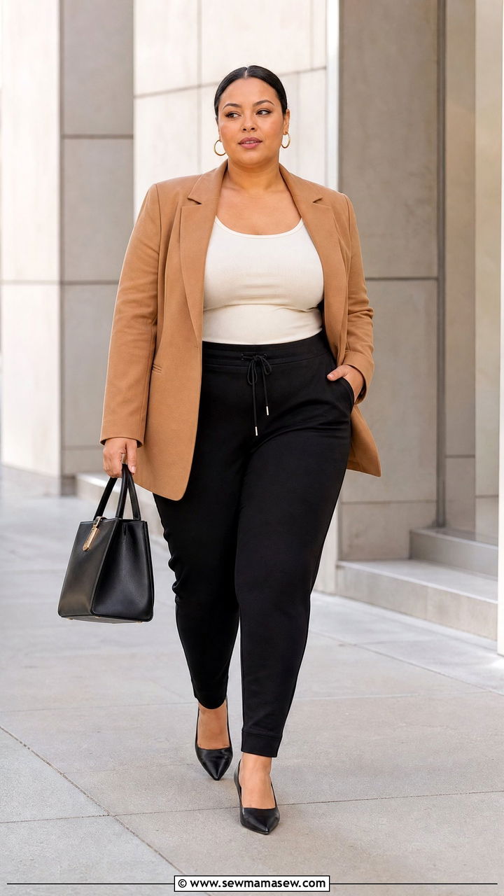 Joggers With Blazer Outfit - 20 plus size joggers outfit ideas